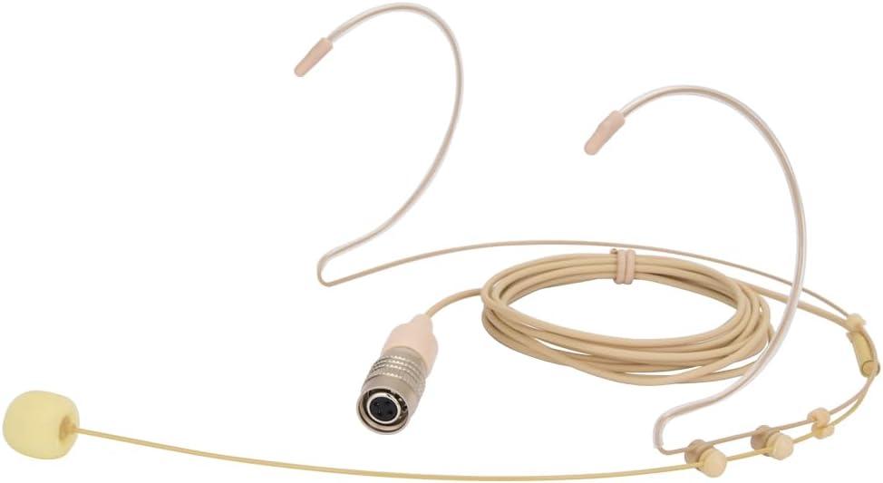 YXG Headworn Earset Over Ear Hanging Mic Beige Low Profile Light-Weight Microphone Compatible with Audio-Technica Wireless System Bodypack Transmitter, with Hirose 4 Pin Plug