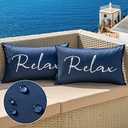 MIULEE Outdoor Waterproof Throw Pillow Covers Set of 2 Relax Decorative Outdoor Rectangular Pillowcases for Chair Patio Garden Couch Tent Balcony Sofa Blue 12x20 Inch