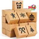 JOYIN 36 PCS Christmas Cookie Boxes for Gift Giving, Brown Bakery Treat Boxes with Window, 4" x 4" x 2.5" Gift Wrap Box for Xmas Holiday Party Favor Pastries, Cupcakes, Donuts, Brownies, Donuts