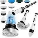 Electric Spin Scrubber  Cordless Power Cleaner with 8 Brush Heads, Long Adjustable Handle, 3 Speed for Deep Bathroom, Tile, Floor & Tub Cleaning, 6-Angle Adjustable