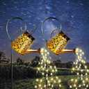 Solar Garden Watering Can Lights with Cascading Lights, 2 Pack Outdoor Hanging Lanterns for Garden Decor,Fairy Gardening Gifts for Mom Birthday, Perfect for Patio Yard Pathway (Warm White)