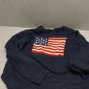 SweatyRocks Women's Flag Pattern Long Sleeve Round Neck Sweater Casual Loose Pullover Sweater (Dark Blue, XS)