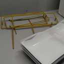 Gomakren 3 Tier Serving Stand with Porcelain Serving Platter Tray - Collapsible Gold Stand with 3 Piece Large14 Inch White Plates for Food Presentation Dessert Server Display and Entertaining (15.7" x 13.5" x 9.2")