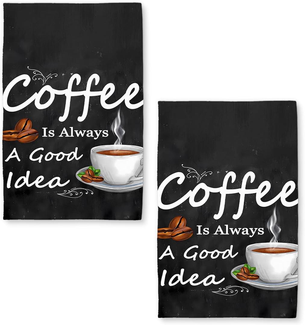 Coffee Kitchen Towels Set of 2 Dish Towels Kitchen Hand Towels Absorbent Quick Dry Microfiber Cloth Dish Towels Drying Towel 18" x 26",