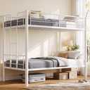 DUMOS Metal Bunk Bed Twin Over Twin with Ladder and High Guardrail, 400LBS, 13.1"Twin