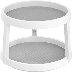 Simple Houseware 2-Tier Lazy Susan Spice Organizer, 10-Inch Diameter, White/Gray