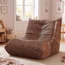 Hobestluk Bean Bag Chair for Teens Toddler Bean Bag Chair with Memory Foam Filler Leather Beanbag with Spacious Design Bean Bag Couch for Reading Gaming Relaxing (Brown, Medium)