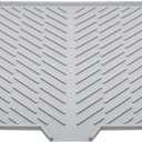 Luxet Silicone Dish Drying Mat with Built-in Drain Lip - Hygienic Drying Pad - Sturdy Compact Easy to Clean Tray Protects Surfaces Prevents Water Build Up - 23 X 17 (Grey)