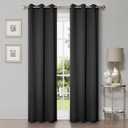 Superior Blackout Curtains, Room Darkening, Bedroom, Living Window Accents, Sun Blocking, Thermal, Classic Modern, Solid Collection, Set of 2 Panels, 6 Grommets, 42" x 63", Black