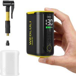 Electric Bike Pump, 130 PSI Mini Bicycle Pump with Digital Pressure Gauge & Auto-Shut-Off, Snap-On Connector for Presta & Schrader Valves,E-Bike, MTB,Road Bike