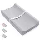 Blissful Diary Vegan Leather Baby Changing Pad with Waterproof & Wipe-Clean PU Cover, Standard Size Cozy Diaper Changing Pad for Dresser and Table, Light Gray