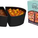 CrockPockets Reusable Silicone Slow Cooker Dividers 6Qt Divider Set (2-Pack), Non-Stick, Leak-Resistant, BPA-Free, Dishwasher Safe + Free Digital Cookbook!