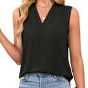 GRACE KARIN Summer Tank Top for Women Sleeveless Pleated V Neck Pullover Tee Shirt Casual Blouse Black M