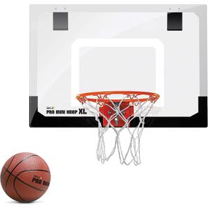 SKLZ Pro Mini Indoor Basketball Hoop with Ball, Over the Door, Shatter-Proof Backboard, Spring-Action Break-Away Steel Rim, Great for Home, Dorm Room, and Office