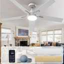 Ceiling Fans with Lights 52 Inch, Black Smart Ceiling Fan Compatible with Alexa/App/Remote Control, 5 Two-Sided Blades, Ultra Silent Reversible DC Motor LED fan for Living Room(White)