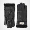YISEVEN Women's Winter Sheepskin Shearling Leather Gloves Wool Cuffs (Black, L)