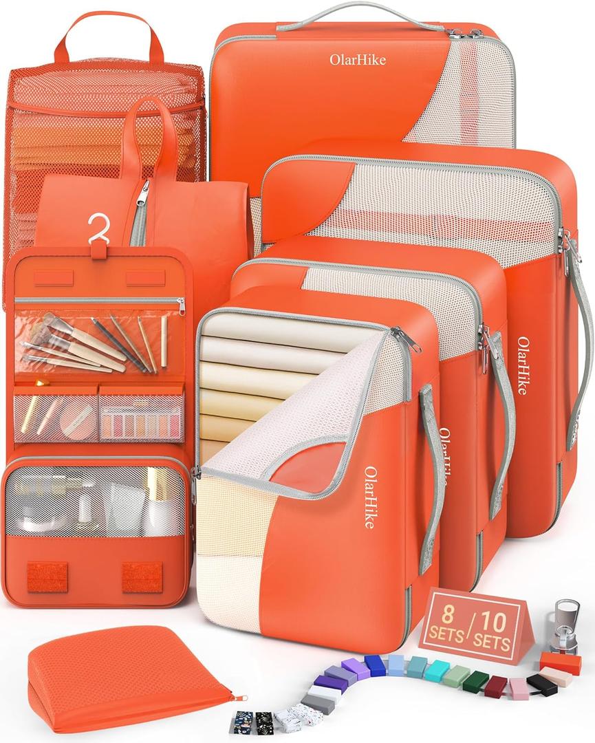 8 Set Packing Cubes for Travel, Gifts for Women Mom,Anti-Tearing Suitcase Organizer,OlarHike Vacation Essentials & Accessories for Cruise Ship
