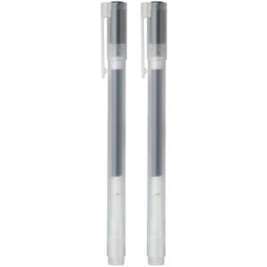 MUJI 02796815 Gel Ink Ballpoint Pen, Black, 5.5 x 0.4 inches (140 x 10 mm), Lead Diameter: 0.02 inches (0.5 mm), Cap Type (Pack of 2) (1 Count (Pack of 2))