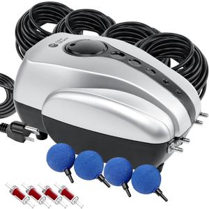 AquaMiracle Koi Pond Aerator for Pond up to 1000 & 2000 Gallons, All-in-One Pond Air Pump Aeration Kit with Air Stones Airline Tubing Check Valves