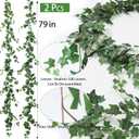 Mizii 2 Strands Artificial Vines Ivy Garland 79" Fake Vine with Silk Green Leaves Faux Hanging Plants Greenery Decoration for Outdoors Party Wedding Indoor Mantle Bedroom Home Decor (Ivy)