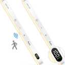 WILLED 3000K Closet Lights Motion Sensored, Battery Display, 60 LED Touch Light Bar, Motion Sensor Light Indoor, Under Cabinet Lights Rechargeable, Stick on Lights for Closet, Kitchen, Hallway, 2 Pack (Warm White 3000K)