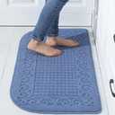 COSY HOMEER 39X20inch Anti Fatigue Kitchen Rug Mats are Made of 100% Polypropylene Half Round Rug Cushion Specialized in Anti Slippery and Machine Washable,Blue