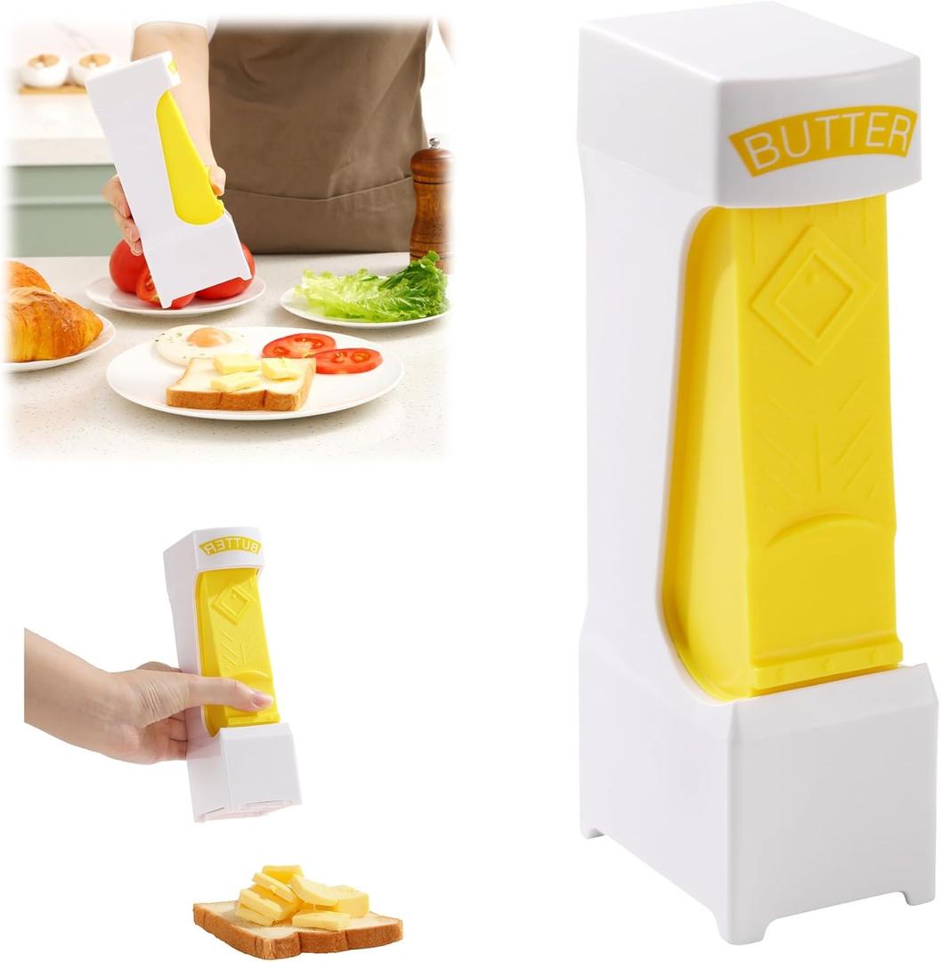 One-Click Butter Slicer with Airtight Storage - Stainless Steel Blade Butter Dispenser, Fridge-Friendly Container with Sealed Lid (Dishwasher Safe)