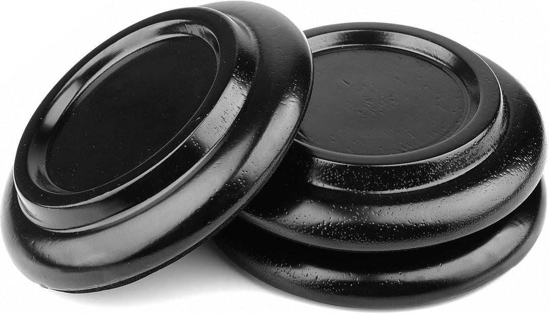 Eison Piano Caster for Grand Piano, Wood Piano Caster Cups Floor Protectors for Hardwood Floor,with Non-Slip & Anti-Noise Foam Piano Casters Pad, Set of 3,Black
