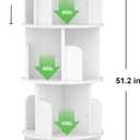 Aheaplus Rotating Bookshelf, Small Corner Bookshelf for Small Space, 360 Display 4 Tier Floor Standing Bookcase Storage Rack, Wood Narrow Book Shelf Organizer for Bedroom, Living Room, White