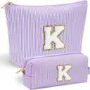 YOOLIFE Purple Makeup Bag for Girls- Personalized Cute Makeup Pouch for Girlfriend Bridesmaid Wife | Cosmetic Travel Toiletry Bag for Friend | Birthday Gift Idea for Her Mom Preppy Makeup Bag Gift K