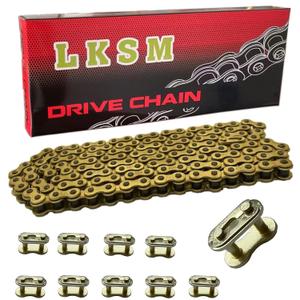 420 Motorcycle Chain Gold 132 Link Standard Roller Chain with 10 Connecting Master Link for 100cc 110cc 125cc Dirt Pit Bike ATV Quad Go Kart Mini Bike Scooter