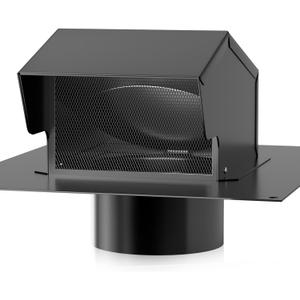 Roof Vent Cap - Hon&Guan Roof Vents 8 InchGalvanized Steel 8'' Exhaust Vent Wall Vent Cover Exterior with Damper for Ventilation System,Black