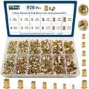 Vifmy Metric & SAE Rivet Nut Assortment Kit(920 Pcs), M3 M4 M5 M6 M8 M10#6-32#8-32#10-24 1/4"-20 5/16"-18 3/8"-16 UNC Flat Head Rivet Set, Zinc Plated Finish Carbon Steel Nutsert (Yellow)