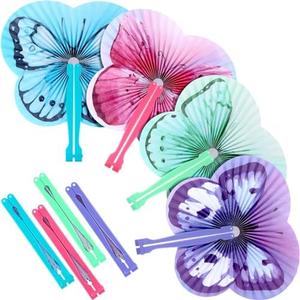 Taiyin 24 Pcs Butterfly Paper Hand Fans Decorative Folding Handheld Fans Butterfly Party Supplies for Summer Holiday Wedding Birthday Baby Shower Party Decor Travel Camping Employee Gift DIY Crafts