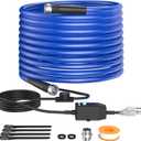 Heated hose 100ft with Adapter, Heated Water Hose for RV with Energy Saving Thermostat, -45  Antifreeze Heated Garden Hose and Leakage Protector, Freeze Proof Water Hose BPA Free