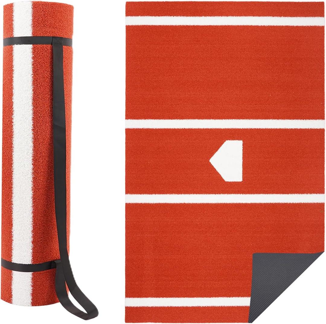 Baseball Batting Mat 6x4'|10'x3.8'|12'x6' Anti-Fade Baseball Hitting Mat Softball Training Matt with Home Plate Batters Box Turf Mat Outdoor Indoor Batting Stance Practice Matt (Clay)