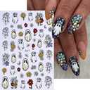 10Sheets Halloween Cute Cartoon Nails Art Stickers Ghost Mushroom Skull Pumpkin Nail Decals Black Cat Spider Bat Nail Supplies Colorful Rabbits Designs Nail Accessories for Women Manicure DIY Decor
