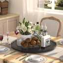 Oroyutor 21-Inch Extra Large Oak Lazy Susan with Black Metal Rail