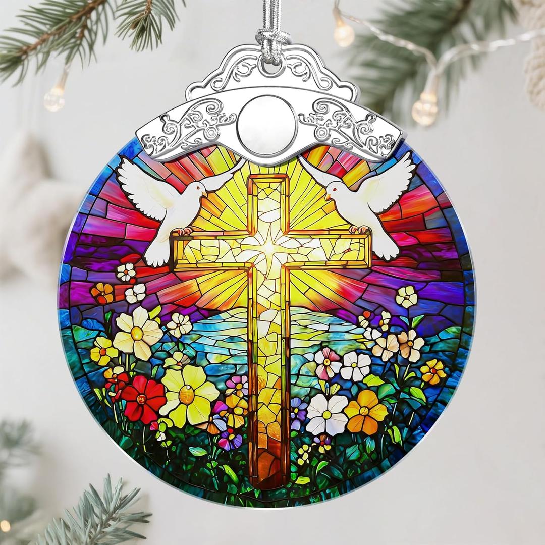 Catholic Cross Ornament, Christian Christmas Ornament, Christmas Tree Ornament, Religious Home Decor, Christian Gifts for Her, Religious Gifts, Gift Exchange, Gift Idea - Pattern C