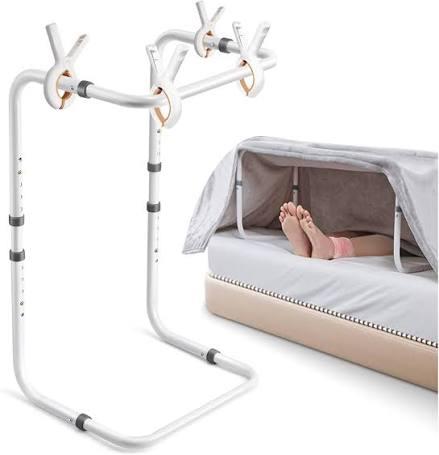 DePango Blanket Lifter for Feet, Adjustable Height Blanket Lifters for Foot of Bed, Aluminum Alloy Blanket Lifter for Foot Toes Leg Knee Post Surgery Recovery, Gifts for Seniors, 4 Clips Included