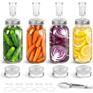 Fermentation Kit for Wide Mouth Mason Jars (86mm), 316 Stainless Steel Fermentation Lids, Glass Weights, Airlock System, Complete Home Fermenting Set (Jars Not Included)