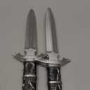 2 Pcs Fake Foam Dagger, Realistic Fake Short Sword Knife Role-Play Accessory, Martial Arts Weapons Prop for Play Fighting, Halloween Cosplay and Assassins Costume Accessory 7.4 inches (2 Pack)