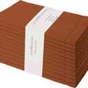 PurpleEssences Rust Set of 12 Hemstitch Cloth Dinner Napkins 100% Cotton - Soft Durable Washable - Ideal for Wedding Christmas Holiday Winter - Perfect Everyday Use Table Linen 18x18 - Rust