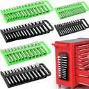 6 Pcs Magnetic Socket Organizer Holder Case Rail Rack for 1/2'', 3/8 '', 1/4'' Drive, Securely Holds 152 Sockets (Black,Green)