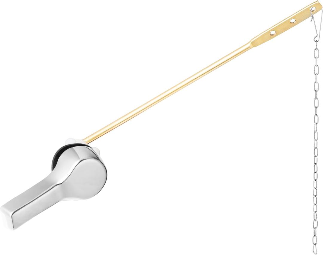 Flush Handle Replacement Kit, Front Mount Tank Lever, Brass Trip Lever With Stainless Steel Chain for Most Front Flusher Toilets, Chrome Finished