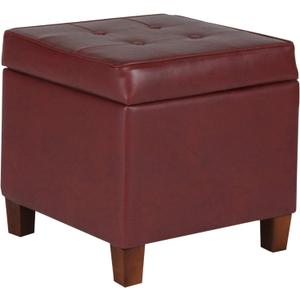 HomePop Ottoman Storage Bench, Red, Faux Leather (Red)
