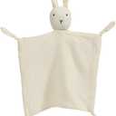 PEIPEIWU Organic Cotton Muslin Lovey Blanket, Organic Cotton Muslin Bunny Security Blanket Soft & Breathable Lovie Baby Gifts for Boys and Girls (White)