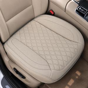 2 Pack Luxury Leather Car Seat Cover,Bottom Seat Covers for Cars,Front Seat Protector,Fit for 99% of Vehicles - Padded,Anti-Slip,Premium Leather(2 PCS,Beige)