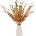Tinsow 26pcs Artificial Eucalyptus Stems Gold Faux Eucalyptuses Branch Real Touch Leaf Wedding Bouquet Minimalist Fall Home Decor