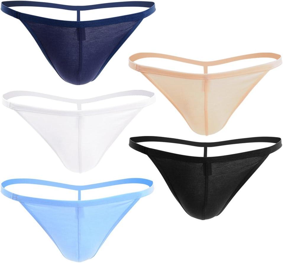 Closecret Men Cotton Underwear Stretchy T Back G-String Thongs (Pack of 5, Assorted), XL